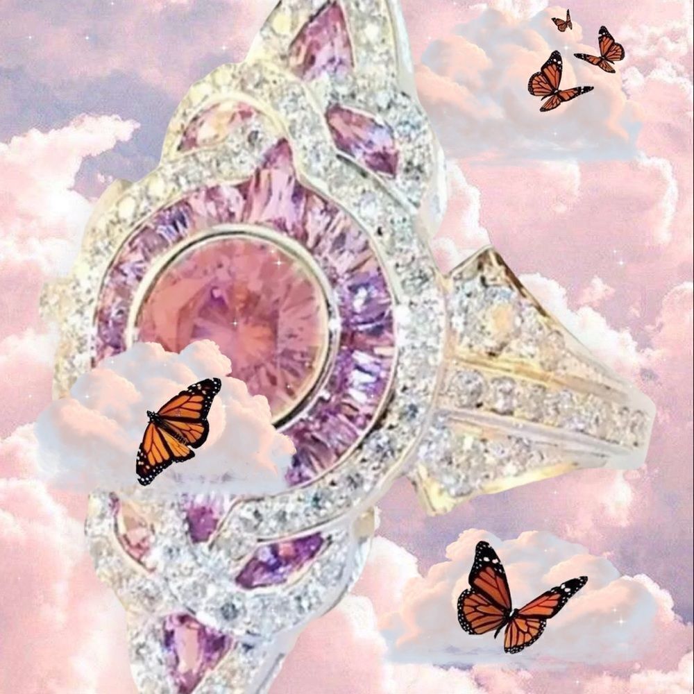 ART DECO PINK SAPPHIRE & DIAMONDS COCKTAIL FASHION RING 7,8,9,10